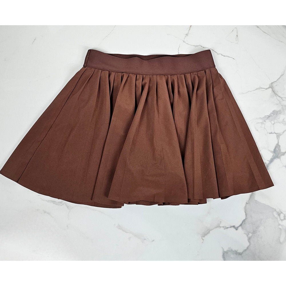 Golden by Aritzia Brown Pleated Athletic Skort‎ Mini Skirt with Shorts Size S